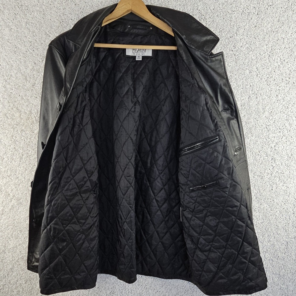 Wilsons M. Julian Diamond Quilted Black Leather Jacket Men's Size XL Button Up - Picture 2 of 16